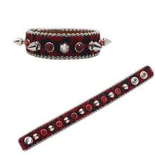Braccialetto largo in pelle con borchie a fantasia leopardata da 2,3 cm, stile hip hop punk rock, ideale per costumi da DJ, cantanti e per il cosplay - Multicolore - Visualizzare 10