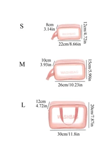 3pcs/Set Large Capacity Travel Toiletry Bag, PVC Transparent Makeup Bag, Waterproof Bathroom Organizer Bag, Makeup Brush Holder, Cosmetic Bag, Perfume Storage Box, Essential For Summer Vacation, Beach, Gift, Skincare, Cosmetics, Bathroom Storage, Lipstick, Makeup Pen, Shampoo, Toothbrush Toiletry Bag For Ladies,Small Makeup Bag,Toiletry Bag For Ladies,Small Makeup Bag,Toiletry Bag For Women,Gifts For Women,Christmas Gifts,Gift Ideas For Women - Multicolor - View 4