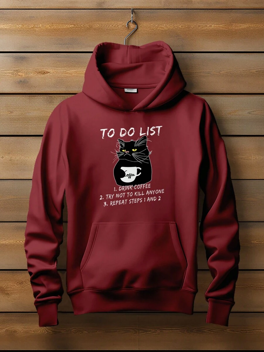 Sweatshirt Cat Bad Mood Cat Kitten Caffeine Coffee CANGURU 2502 GEEK FLUX - 紫紅色 - 查看 1