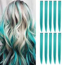 Clip In Hair Extensions 22 Inch 20Pcs/10Pcs Colored Hair Extensions Party Highlights Long Straight Synthetic Hairpieces For Women