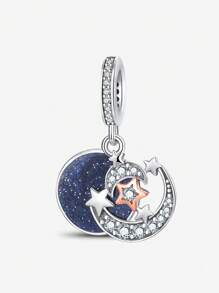 1 mặt dây chuyền hình dải ngân hà bằng bạc sterling 925, thích hợp để tự làm vòng tay và trang sức nữ. - thiên hà năm sao - Xem 7