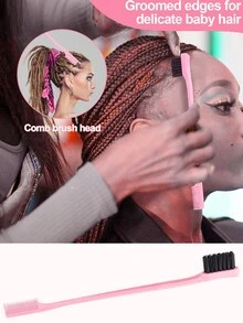 5pcs/Set Professional Hair Styling Tool Kit Includes 200ml Fine Mist Spray Bottle, Teasing Brush, Steel Tail Comb, Double-Ended Eyebrow Brush, Hollow Comb, Suitable For Salon, Stylist, Daily Use And DIY Hair Styling - Multicolor - View 6