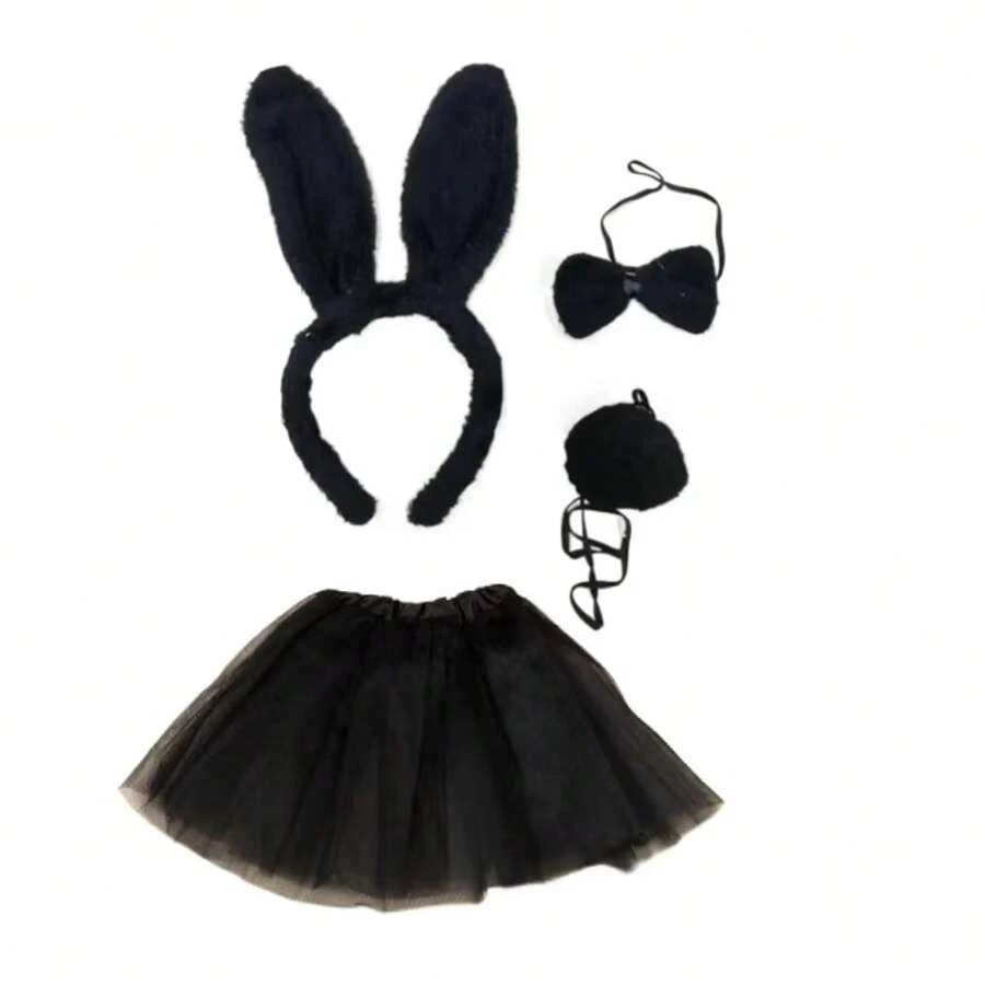 Rabbit Tiara + Tulle Skirt Kit For Adults And Children Cosplay Costume For Carnival And Party - váy đen trơn thỏ đen 40cm người lớn - Xem 1