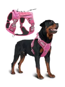 战术狗背带适用于大型犬无拉力可调节宠物背带反光工作训练易于控制宠物背心狗背带 - 深灰色 - 查看 1