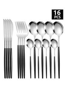Juego de cubertería de acero inoxidable portugués de 4/16/24/32 piezas, incluye cuchillo, tenedor y cuchara, apto para uso doméstico, restaurante, fiesta, regalo de Navidad