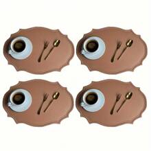 黑色人造革餐垫套装，2 件装，厨房餐垫，可水洗，耐用，防滑隔热，适合家居厨房装饰 - 彩色 - 查看 23