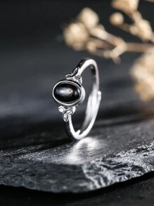 Natural Moonstone Turquoise Charoite Women's Ring Genuine 925 Sterling Silver Adjustable Wedding Bands 7*5mm Oval Gemstone Healing Jewelry For Daily Wear Gifts - View 7