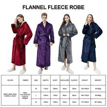 Adies Men Flannel Fleece Long Bathrobe Women Soft Warm Dressing Gown Bath Robe Men/Women Long Bath Robe Dressing Gown Hooded Fluffy Fleece Bathrobe Nightwears - Dark Grey - View 2