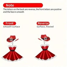 独特的亚克力圣诞礼服和帽子长度的耳环 - 适合男士和女士的完美节日派对礼物 - 紅色 - 查看 3