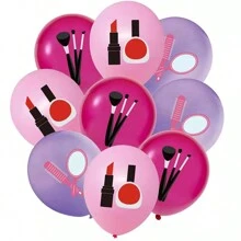 6/10/20/30 pièces Ballons/Banderoles, Fanions, Décorations pour fête de jeunes filles, Enterrement de vie de jeune fille, Anniversaire - Ballons, Pinceaux de maquillage, Miroirs, Rouges à lèvres, Noël