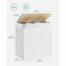 SONGMICS Giỏ đựng đồ giặt, 39,6 gallon (150L), Giỏ đựng đồ giặt 3 ngăn, Giỏ đựng đồ giặt có nắp, Tre, Có thể gấp lại, tháo rời và giặt bằng máy, Dùng cho phòng giặt, Phòng ngủ, Giỏ đựng đồ giặt màu trắng, Giỏ đựng đồ giặt, Đồ dùng phòng tắm, Giỏ đựng, Giỏ đựng đồ, Giỏ đựng đồ giặt có thể gấp lại - trắng - Xem 6