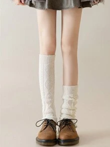 4pairs Women Floral Lace Ruffle Diamond Pattern Warm & Versatile Leg Warmers, Thick Winter Leg Warmers - Multicolor - View 9