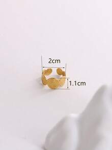 1pc Stainless Steel Gold Color Ocean Beach Series Oil Pressure Threaded Splicing Adjustable Open Ring For Women - Gold - View 5