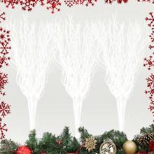 10 件白色闪光金属丝花环，适用于情人节、圣诞派对装饰、DIY 工艺品，营造异想天开的冬季氛围，圣诞节