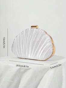 Satin Pleated Box Design Evening Clutch, Banquet Handbag, Formal Party Purse, Prom Crossbody, Wedding Clutch, Party Bag Perfect For Party Wedding Prom Dinner/Banquet Matching With Holiday Party Dress Evening Dress & Sequin Dress, Perfectly Matching With Prom Accessories, Clutch Bag For Wedding - White - View 7