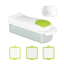 Multi-Function Pressing Slicer, Potato Carrot Cucumber Julienne Cutter Lemon Slicer - Green and White - View 6