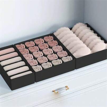 1 pezzo Scatola portaoggetti, organizer per cassetti per indumenti, adatto per vestiti, cassetti del comò, borsa e cestino per armadio pieghevoli, può contenere vestiti, biancheria intima, reggiseni, calze (nero) - casa, cucina, decorazione, decorazioni per la stanza, decorazioni, decor, immagazzinamento, organizer per camera da letto, organizer, immagazzinamento domestico, maglietta bianca da donna, pantaloni neri da donna, abbigliamento invernale da donna, abito