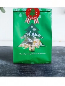 10 túi quà Giáng sinh, túi đựng kẹo, túi đựng sô cô la và bánh quy, túi đựng thực phẩm để trang trí Giáng sinh, đồ dùng cho bữa tiệc, phụ kiện ngày lễ, Giáng sinh - Nhiều màu - Xem 8