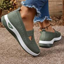 Women's Comfortable Breathable Soft Bottom Casual Hollow Mesh Sneakers Slip-On Sport Shoes Non-Slip Walking Shoes Soft Slouchy Loafers