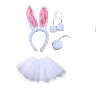 Kit Tiara De Coelho + Saia Tule Para Adultos e Infantil Fantasia Cosplay Para Carnaval E Festa