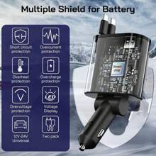 120W 4-In-1 Retractable Super Fast Car Charger - Fast Charging Adapter With Type C/For Ios Retractable Cables Compatible With IOS 15/14/13/12/11, Galaxy, Pixel And All IOS And Android Devices - Safe And Reliable Car Plug With 36V Operating Voltage