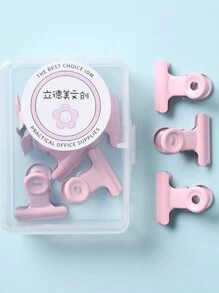 8pcs/Box Stationery Binder Clips, Delicate Ticket Clips, Macaron Color Round Clip, Cute Metal Paper Clips, Colorbox Package Binder Clips, Office Supplies, Organization Tools, Classification Tools - Pink - View 7