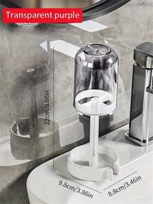 1pc Toothbrush Holder With Dustproof Cover, Drainage Design, Multifunctional Plastic Bathroom Toothbrush And Cup Organizer, Home Essential - Multicolor - View 7