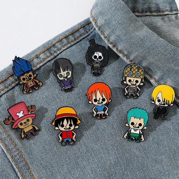 ONE PIECE 1 Stück 1/4/5 Stücke Anime Monkey D. Luffy Brosche, süße Tony Tony Chopper Emaille-Pin Metall-Abzeichen Schmuck, Rucksack, Kleidung Accessoires, Festliche Geschenke, Büro Accessoires, Hemden, Jacken, Weihnachten, Halloween