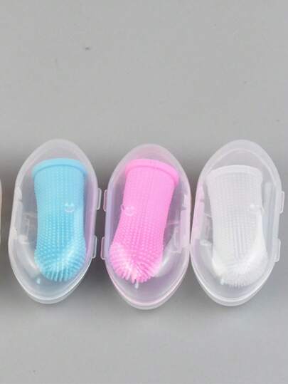 1 pieza Soporte de dedo de silicona para mascotas, cepillo de dientes para eliminar manchas, sarro, limpieza bucal y cuidado de las encías de gatos y perros