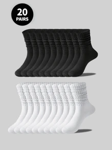 6 Pairs/12 Pairs/18 Pairs 30 Pairs/40 Pairs Black And White Thick Men's Winter Socks, Fashionable, Casual, Comfortable, Odor Proof, Outdoor Sports, Running, Fitness, Compression Knee Socks, Business Leisure Vacation Black And White High Tube Socks