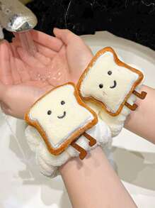 3件套可爱卡通吐司发圈/面包发带，可用于洗脸、敷面膜、保持头发干爽，也可作为腕带作为配饰、学习用品、礼物、发饰、头带 - 杏色 - 查看 12
