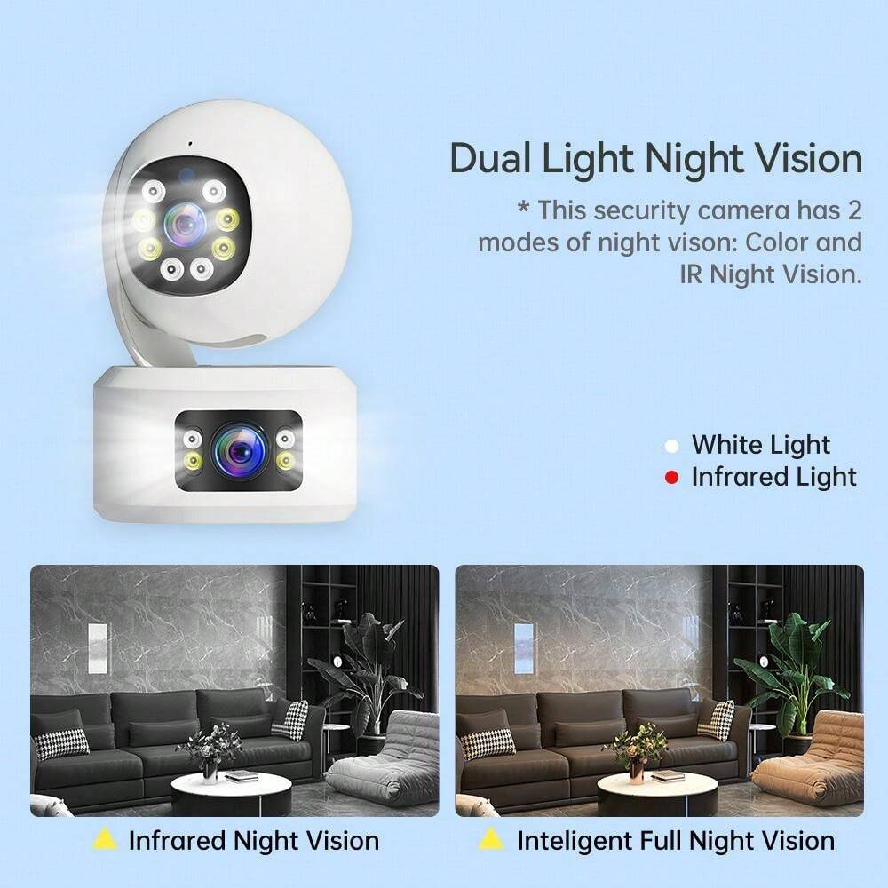 Kesafe KN101CM Caméra De Recul Double Objectif CCD Vision Nocturne Grand Angle Blanc