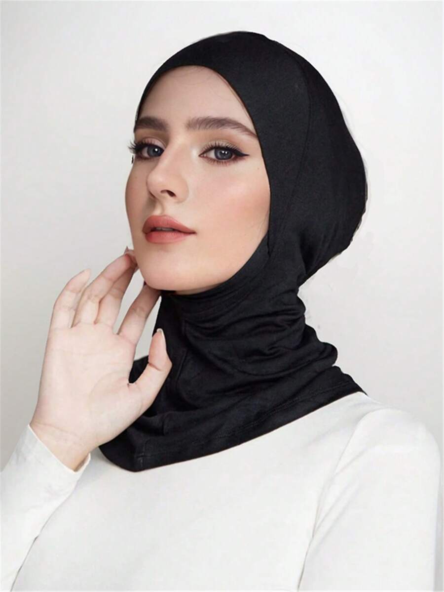 1 Stück Damenkopfschutz Kopftuchtücher Kopfbedeckung Turban Hut Kopftuch einfarbig modisch mit Kinnelastik Kopfband Winter Herbst für Abaya Alltag Unterkappe