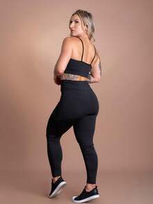 Women's Set Leggings, High Waist Butt Covering Skirt And Cropped Top With Straps, Workout Fashion F7 NEW STYLE - 黑色 - 查看 4