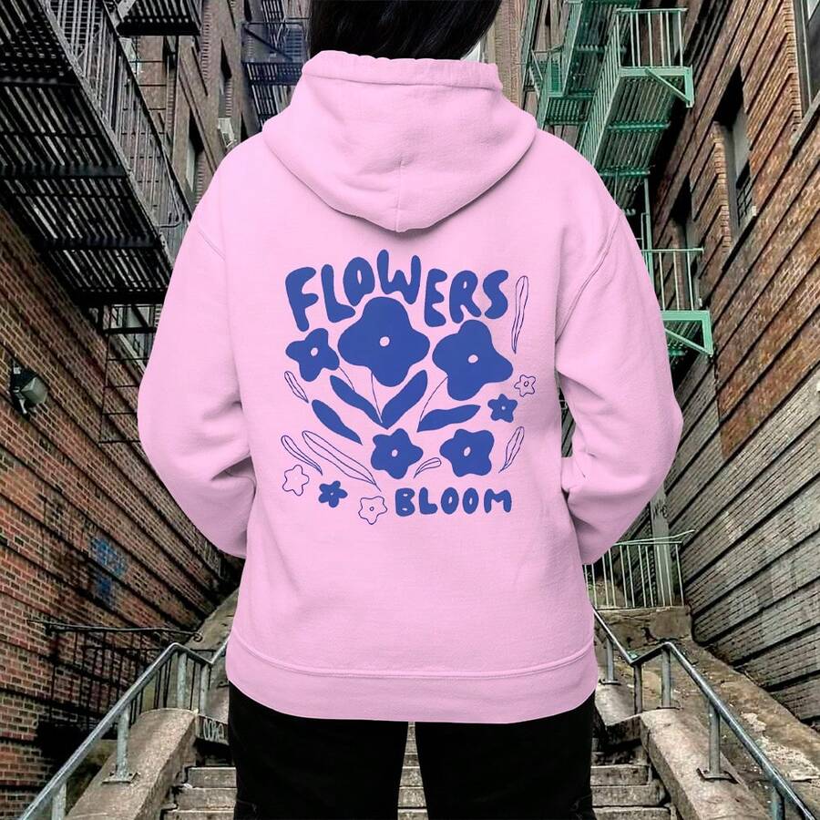 Women's Printed Comfortable Sweatshirt Blouse - 淺粉色 - 查看 1