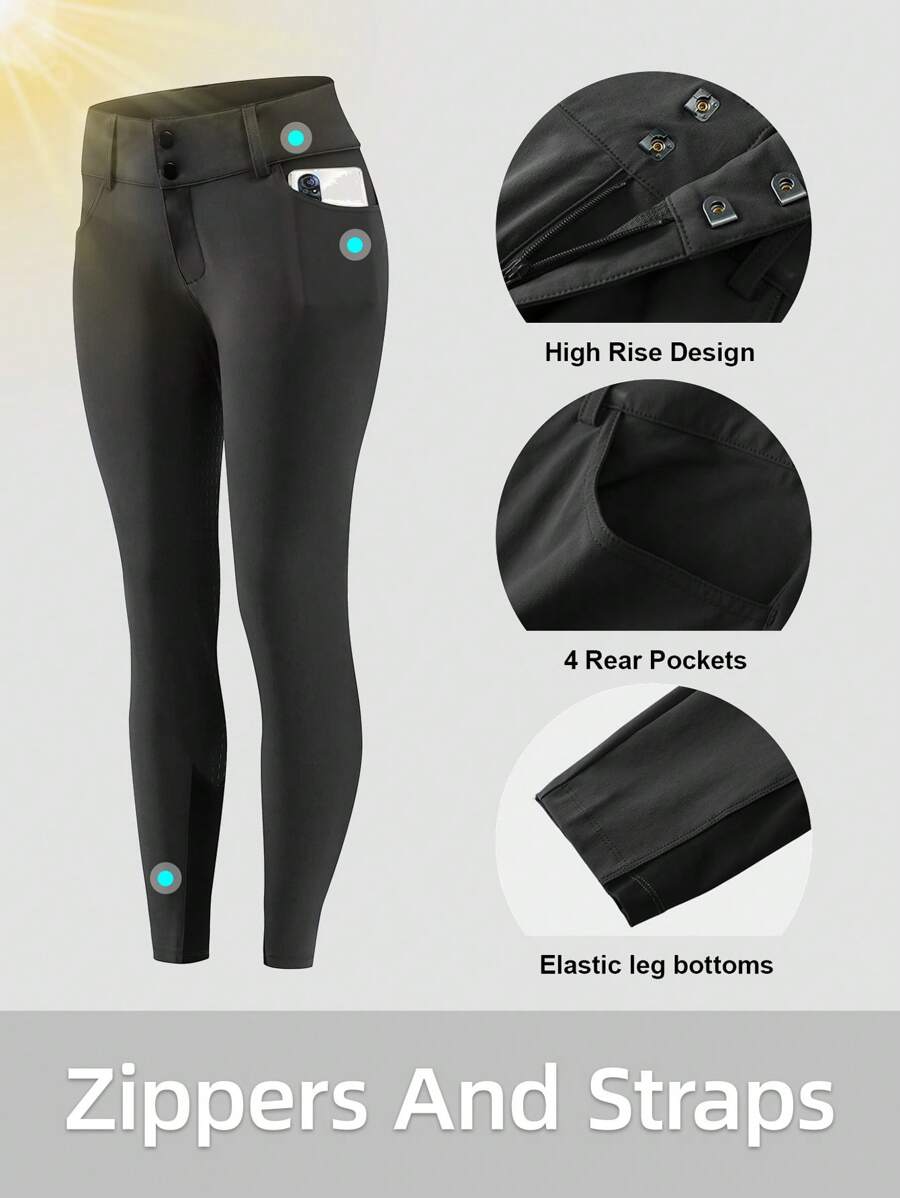 Pantalon D'équitation Femme Avec Silicone Cuir Complet, Pratique Et Confortable