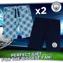 Manchester City FC Boys Shorts 2 Pack PE Shorts Football Bottoms