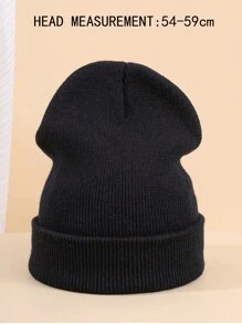 3pcs Men's Simple Solid Color Fashionable Winter Unisex Thickened Warm Winter Hat Halloween Beanie Fall Outfit - Black - View 6