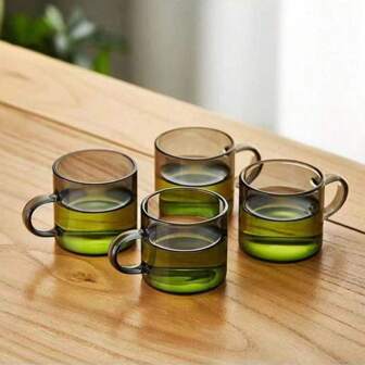 1pc 100ml Smoky Grey Small Glass Tea Cup, Suitable For Home, Office, Tea, Milk Brewing, Etc.