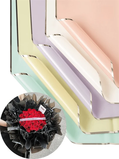 10/20 ark, blomförpackningspapper, blombukettförpackningspapper, silverkantsförpackningspapper, färska blommorförpackningspapper, guldkantad koreansk förpackningspapper, används för gör-det-själv-hantverk presentförpackning dekorativa blomstertillbehör, 22,4 x 22,4 tum, förpackningspapper, silkespapper, blombuketttillbehör, jul alla hjärtans dag