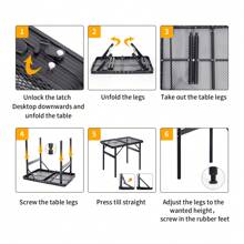 Moosinily Moosinily 2 FT Small Grill Table Portable 2 Height Adjustable Camping Table Beach Table Foldable Picnic Table Foldable Folding Table BBQ Mesh Outdoor Table Black 23.6*15.7 Inch