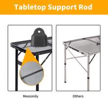Moosinily Moosinily 2 FT Small Grill Table Portable 2 Height Adjustable Camping Table Beach Table Foldable Picnic Table Foldable Folding Table BBQ Mesh Outdoor Table Black 23.6*15.7 Inch