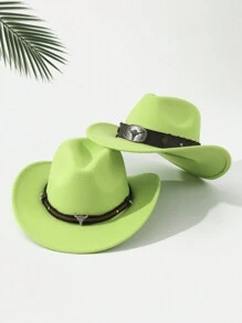 2 件男女通用刺绣牛头装饰波西米亚牛仔/巴拿马/软呢帽，休闲沙滩/派对/四季涤纶帽万圣节 - 多色 - 查看 14