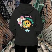 Women's Printed Comfortable Sweatshirt Blouse - màu đen - Xem 1