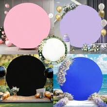 1pc Solid Color Round Background Cover Set With 2 Clips, Stretchy Round Background Backdrop Cloth Cover For Birthday Party, Wedding, Events Decor, 5/6/6.6/7.2FT (Excluding Metal Frame),Christmas