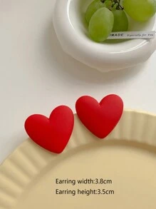 1 Pair Fashion Classic Geometric Heart Shaped Acrylic Stud Earrings, Casual Style Valentines - Red - View 13