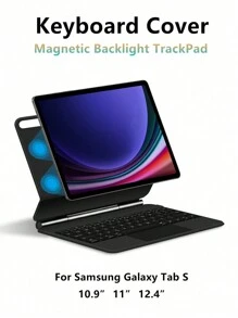 Book Keyboard Cover Compatible With Galaxy Tab S9 FE+ Plus S8+ S7 FE Plus S9+ S8+12.4 Inch S9 FE 10.9 S8 S7 11 Inch Tablet Keyboards Case Magnetic Backlight TrackPad Black - Black - English - View 1