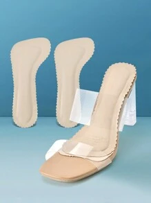 1pair Beige Shock-Absorbing, Breathable, Anti-Slip Insoles For High Heels - Beige - View 1