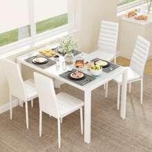 Asofer Juego de mesa moderno con 4 sillas y mesa auxiliar, juego de comedor con silla y mesa, adecuado para decoración de juego de comedor para cocina, sala de estar, comedor.