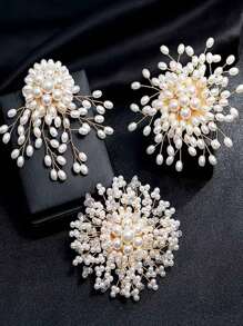 1pc Handmade Twisted Copper Wire Pearl Brooch Pin, Elegant Fashion Decoration For Dress Or Suit - Pearl Brooch - View 1